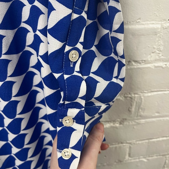 Kate Midi Shirt Dress in Mazarine Blue Birdie. Size 8 US - Picture 6 of 12